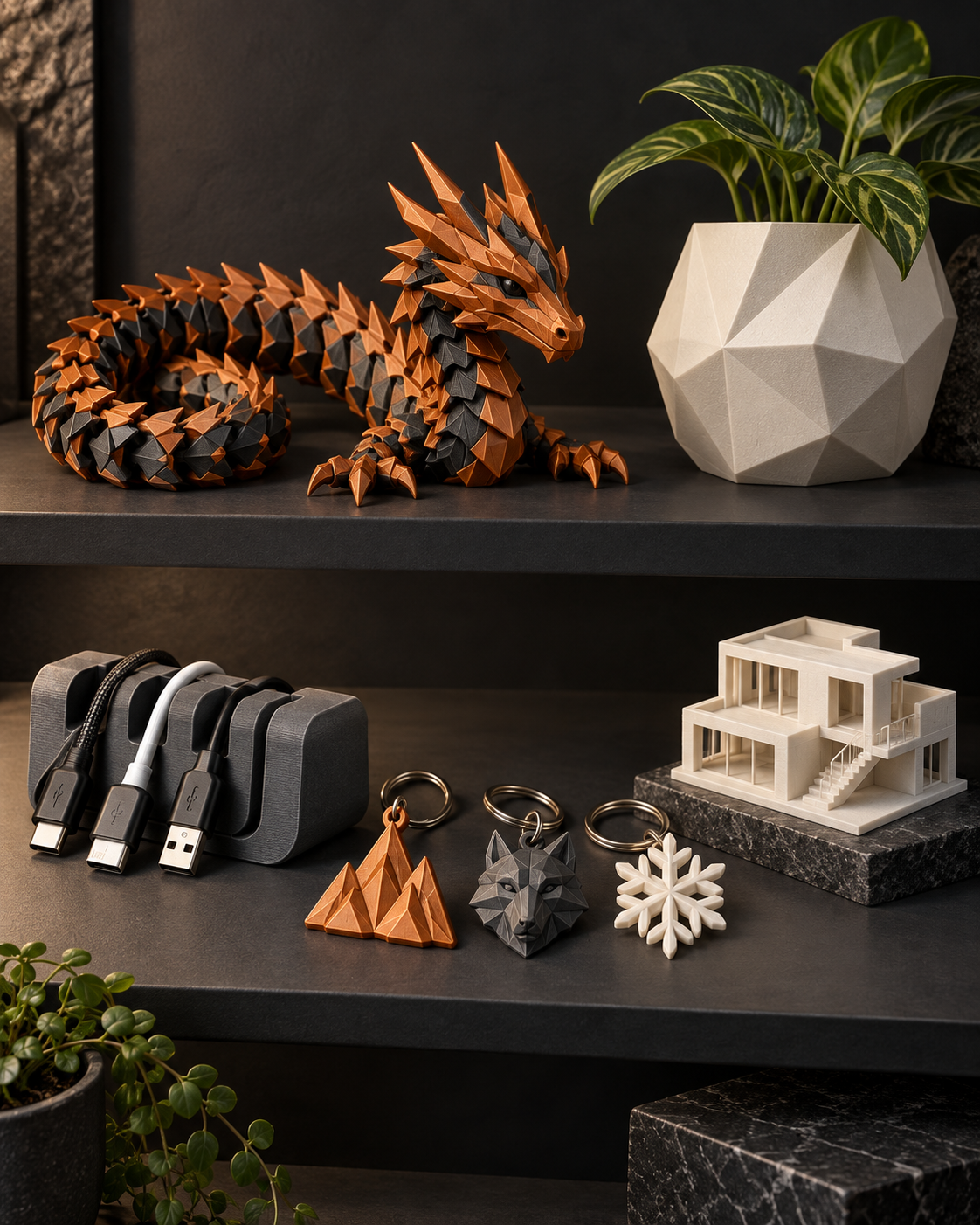 Objetos decorativos y funcionales impresos en 3D