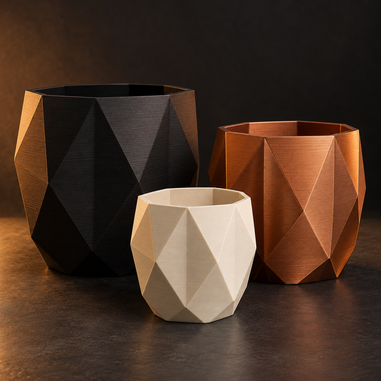 Macetas geométricas impresas en 3D